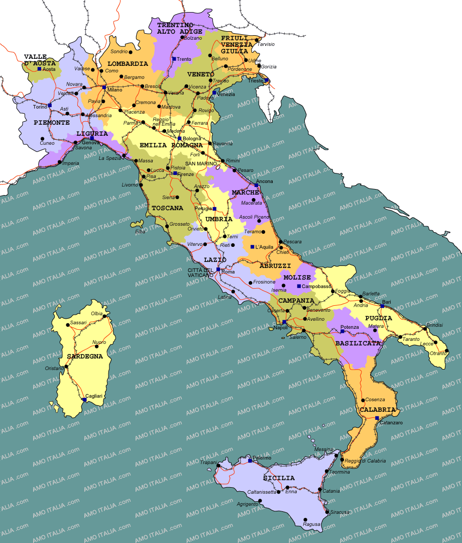 イタリア旅行に役立つイタリアの地図詳細