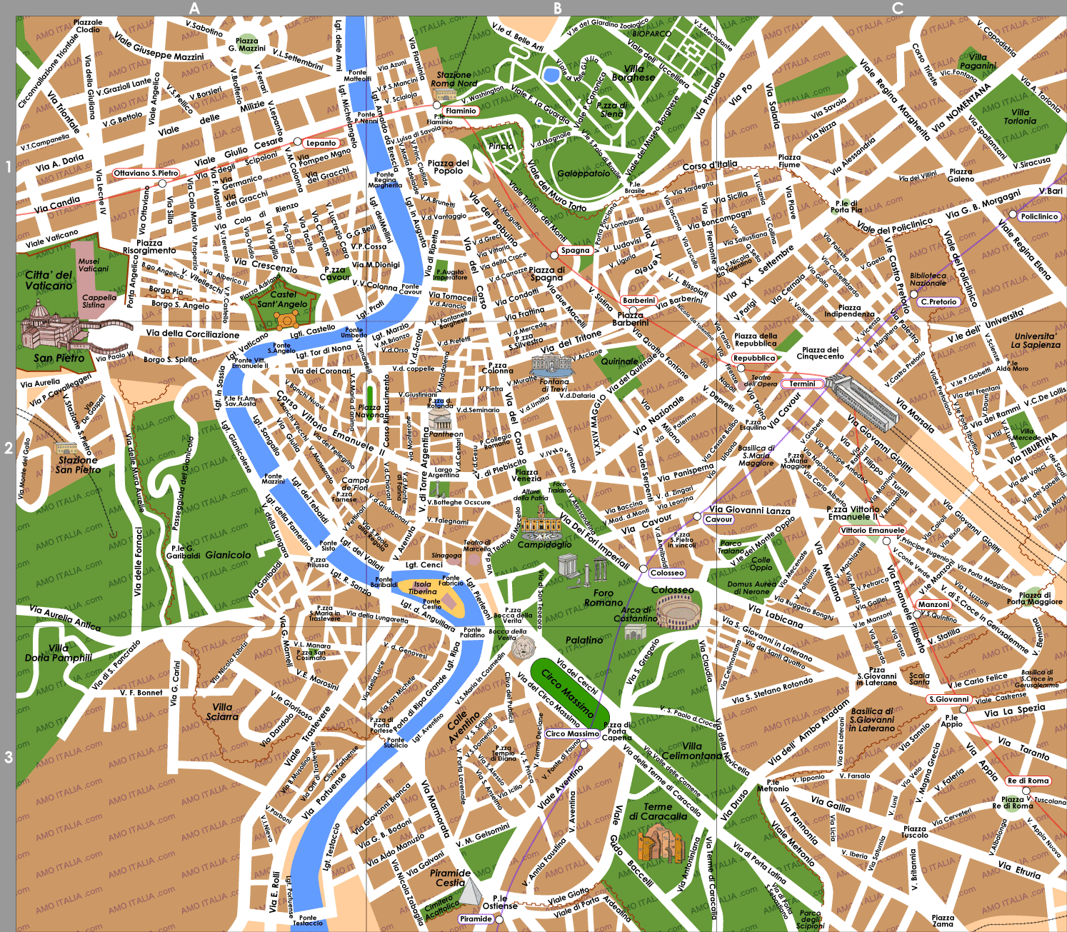 ローマ観光に便利な市内地図 プリントしてイタリア旅行に役立てよう