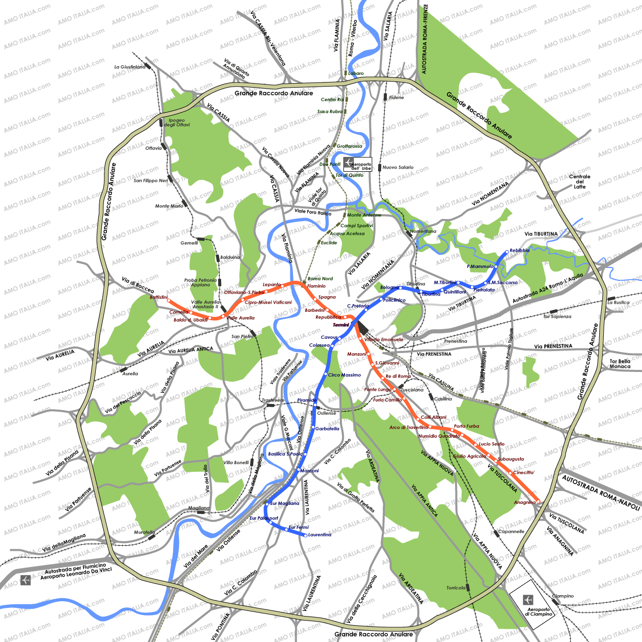 イタリア旅行用ローマの地下鉄地図 Map Of Roma