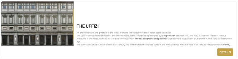 ウフィツィ美術館の予約画面