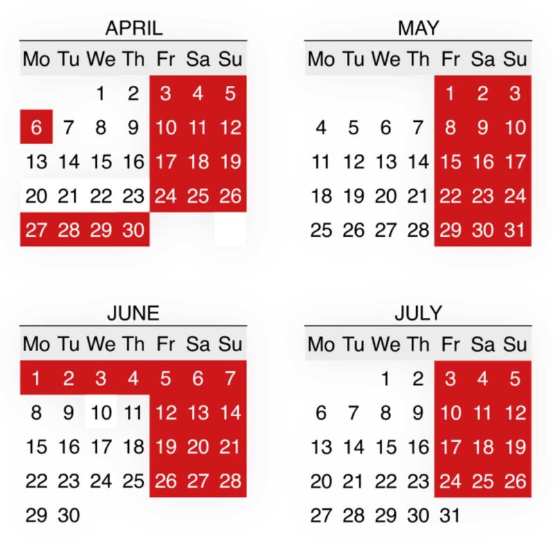 ベネチア入島税2026年の有料日のカレンダー